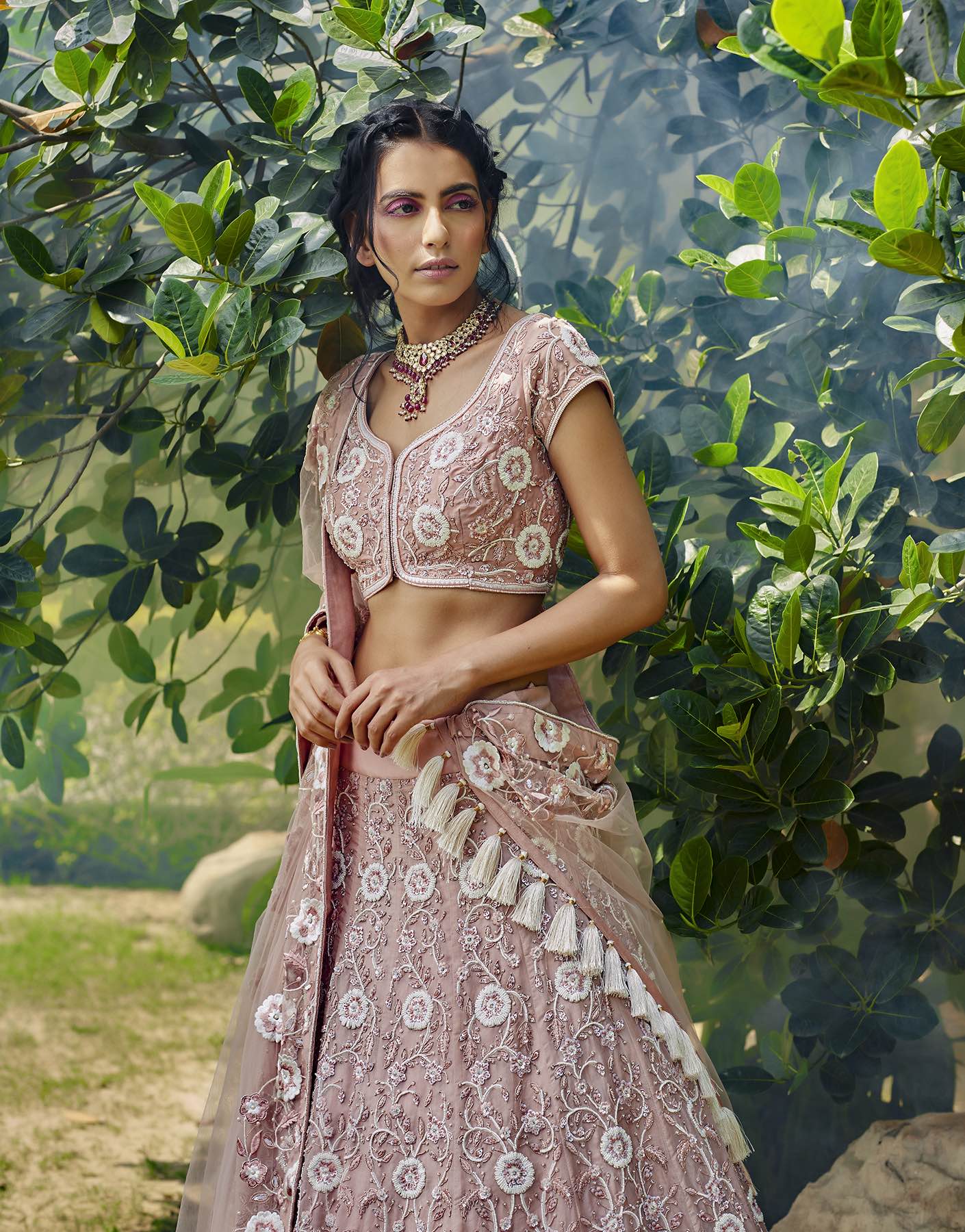 Floral Jaal Embellished Lehenga Set - Akilah