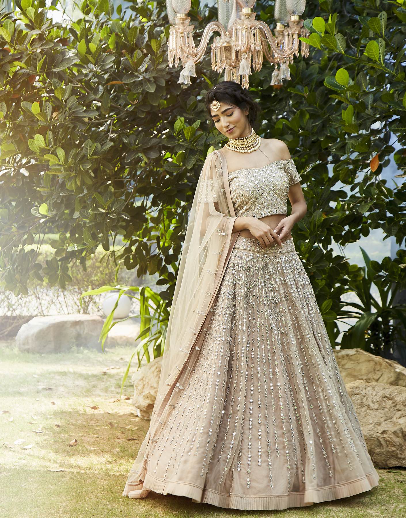 Mirror Embellished Lehenga Set - Akilah