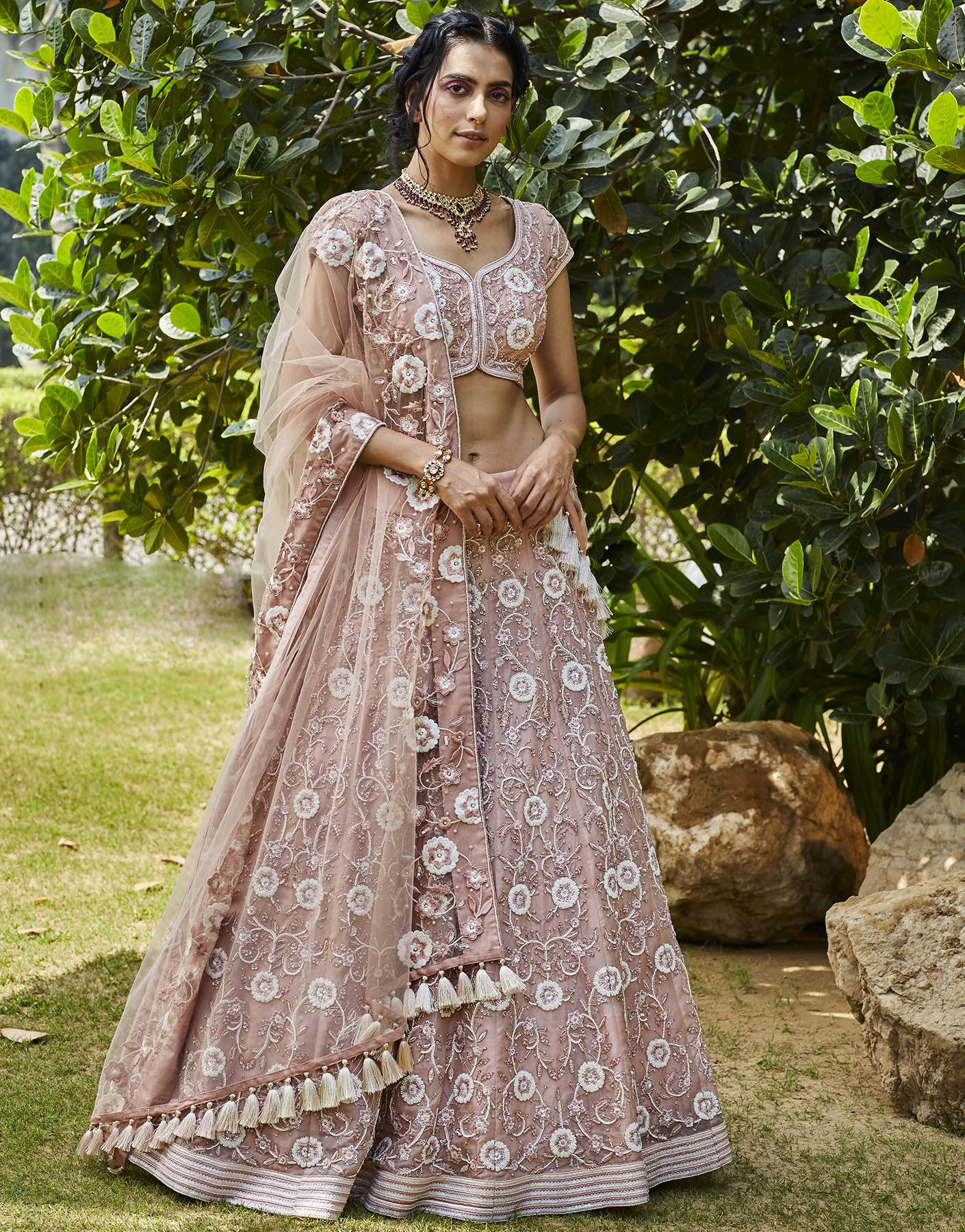 Floral Jaal Embellished Lehenga Set - Akilah