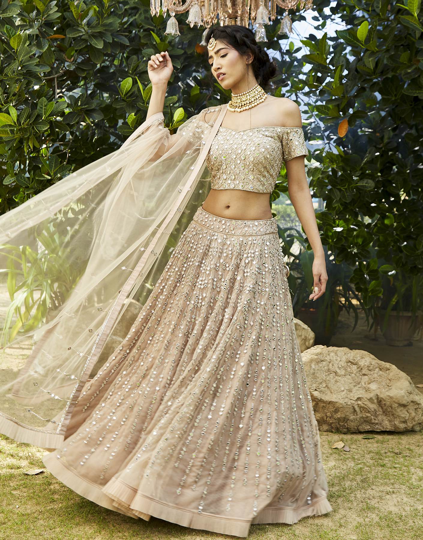 Mirror Embellished Lehenga Set - Akilah