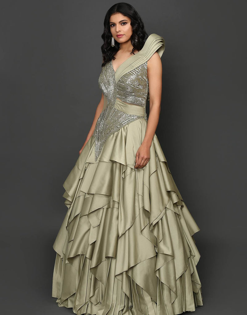Indo Western Frill Gown - Akilah